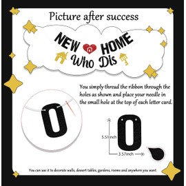 New Home Who Dis Banner, Housewarming Party Decorations, New Home New Adventure New Memories Decoration, Welcome Back Home Housewarming Party for Family and Friends Black Glitter