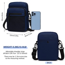 Lohol Small Messenger Bag for Men Women, Water Resistant Adjustable Crossbody Sling bag Purse for Travel Sports, Navy Blue, Small, Casual