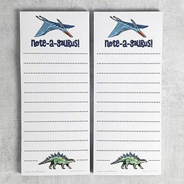Dinosaur (Colorful) Refrigerator Notepads, NOTE-A-SAURUS - Set of 2 Pads - Notes, To Do List, Grocery List