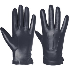 Harssidanzar Men's Leather Gloves Cashmere Lined Warm Touchscreen Gloves SM052EU, Navy (touchscreen)