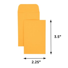 ESSENTIAL #1 100 Piece Coin Envelopes 2.25" x 3.5" with Gummed Flap, Small Parts Envelope for Home and Office Use (Yellow -100)