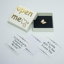 Ammwgnnep Open Me Romantic Butterfly Gift Box Set with Love Message Cards, Rose Gold Charm, White