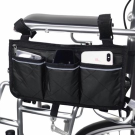 Wheelchair Side Bag - Perfect for Wheelchair and Walker Accessories-2 pieces (black)