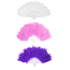 KitMall 3 Color Set Fluffy Fan, Juliana Fan, Cosplay, Costume, Body Conscious Bubbly Dance, White-Pink-Purple