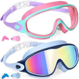 Keary 2 Pack Swim Goggles for Kids 6-14 8-14 Kids Swimming Goggles Age 3-15 4-7 4-16 8-12 For Boys Girls Youth Toddler Children Pool Water Goggle Anti Fog UV Protection Clear Wide View Waterproof