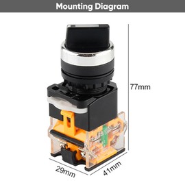 Momentary 3 Positions Rotary Selector Switch 10A 380V 22mm Mounting Hole Select Switch LA38-11/20