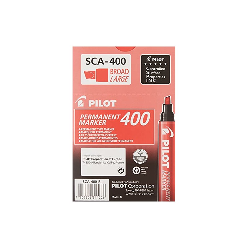 Pilot sca-400-r – Pack of 12 Permanent Markers Conical Tip,