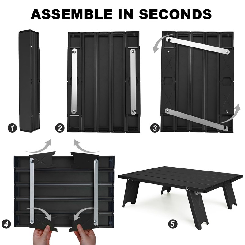 Outplea Small Folding Camping Table, Mini Low Portable Beach Tables,
