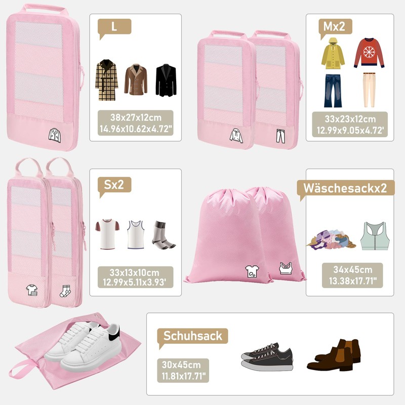 8-Piece Compression Packing Cubes, Suitcase Organiser, Compression Packing Cube, Packing