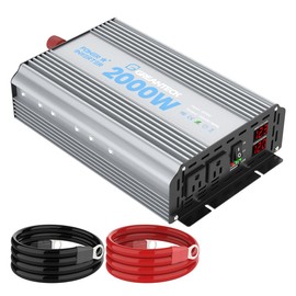 2000 Watt Power Inverter Modified Sine Wave, DC 12V to AC 110V 120V Converter with Dual Sockets, USB Port, LED Display for RV Truck Boat Solar Car Emergency Off Grid