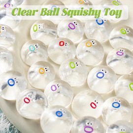 50pcs Mini Squishies Ball Toy Party Favors for Kids, Clear Squishy Fidget Squeeze Toys, Cute Soft Transparent Round Popo Pinch Sensory Stress Reliever Toys Suitable for Adults Kids Classroom Prize