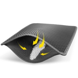 Cat Litter Mat 30" x 24" LARGE Size, Urine Proof Waterproof Sleeping Pad, Premium EVA No Phthalate, Washable Easy Clean, Trapping for Litter Box Anti Tracking Kitty Mats Gray