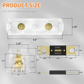 Joinfworld 300 Amp ANL Fuse Holder 0/2/4 Gauge Inline ANL Fuse Block with 300A ANL Fuse for Car Audio Video System - 3Pack
