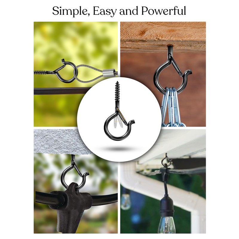 Brightech String Light Screw Hooks - Ceiling Hooks for Hanging