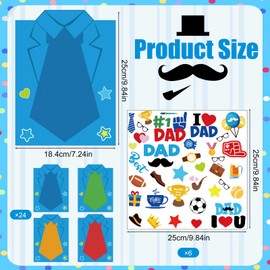 Motipuns 24 Set Father's Day Card Making Kits Father's Day DIY Handmade Arts Crafts Shirt Tie Greeting Envelope Card Bulk with Stickers for Papa Daddy Party Supplies Decor(Tie Style)