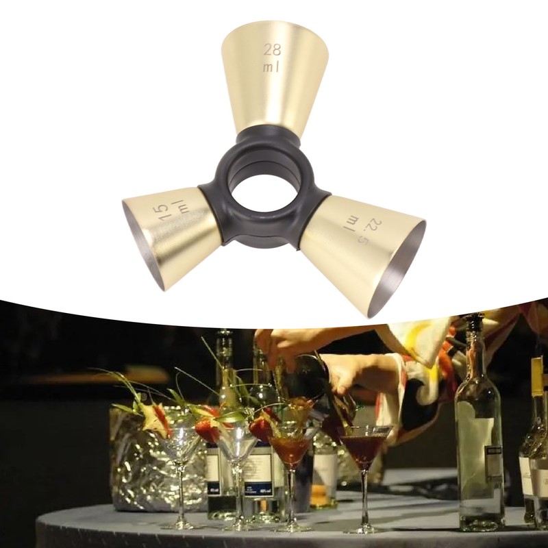 3 End Bar Measuring Cup 304 Stainless Steel Ergonomic Wine