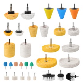 Unicaravan Aluminum Wheel Polishing Kit for Drill Buffing Wheel for Car Motorcycle Wheel Rim Manifold Polishing for Stainless Steel Chrome Wood Plastic Ceramic Glass Woods Machine Jewelry etc 31PCS