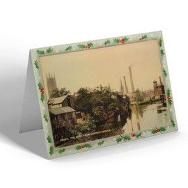 CHRISTMAS CARD - Vintage Derbyshire - Derby. The River from Derwent Bridge (ac)