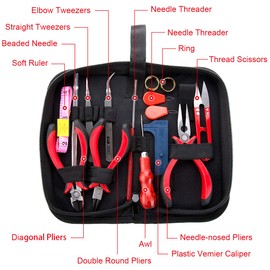 WinWonder 17pcs Jewellery Making Set, 1275 Pieces Jewellery Accessories, Set Of Tools for Jewellery Making with 2 Rolls of Elastic Stretch Polyester Crystal Cord