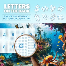 lamplig Puzzles for Adults 1000 Pieces - Octopus Pirate Ship Ocean Sea - 1000 Piece Puzzles with Letters on Back - Jigsaw Puzzles 1000 Pieces for Fun Game Nights - 27.6" L X 20.5" W, 1:1 Poster