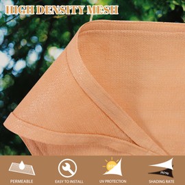 Cool Area Sun Shade Sail 16x19x24.8 FT Right Triangle for Patio Outdoor, Peach Fuzz (Custom Size)