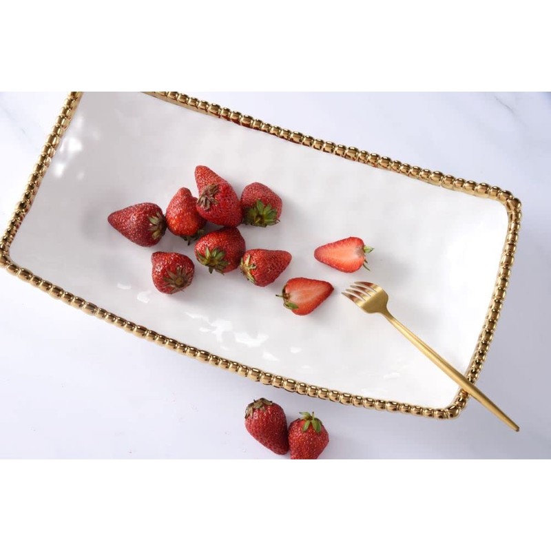Pampa Bay Golden Salerno Rectangular Deep Server, Porcelain, 15" x