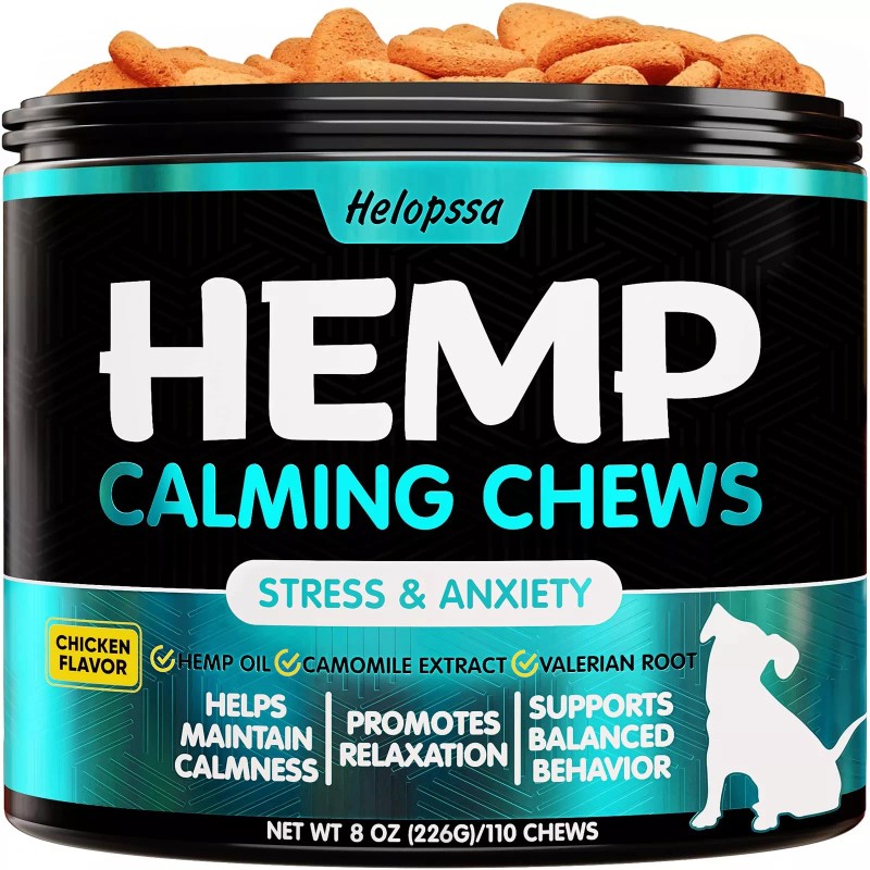 Helopssa Hemp Calming Chews for Dogs with Anxiety and Stress