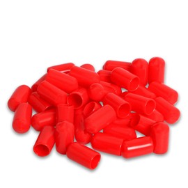 Ohamtes 50PCS ID9.5mm Red PVC Rubber End Caps, Vinyl Flexible End Caps, Round Pipe End Caps, Bolt Screw Protector Safety Caps
