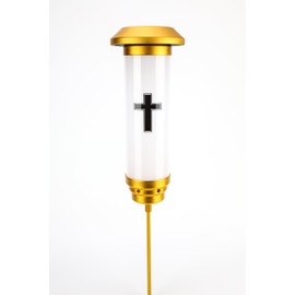 OURMEMO Solar Cross for Cemetery Grave,Solar Lighted Cross Garden Stake Outdoor Lights, for Loss of Loved One,White