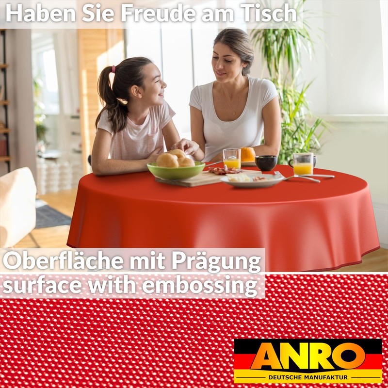 ANRO Oilcloth Tablecloth, Washable, Oilcloth, Garden Tablecloth, Outdoor, Indoor, Round,