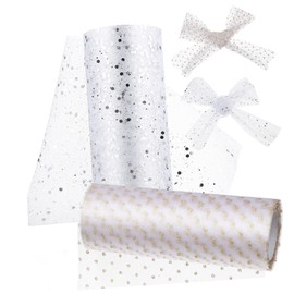 OHPHCALL 2rolls Sequin Tulle Fabric Yards Glitter Tulle for Crafts Party Decorations and Wedding Decor Versatile Organza Material for Embellishments and Sewing Projects