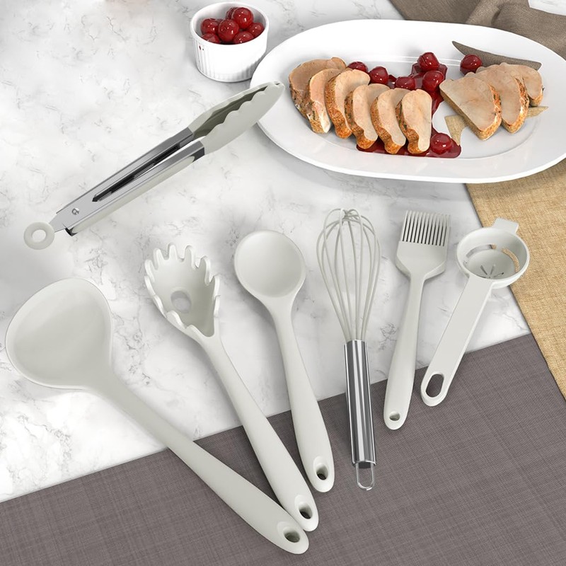AOTHOD Silicone Cooking Utensils Set - 446°F Heat Resistant Silicone