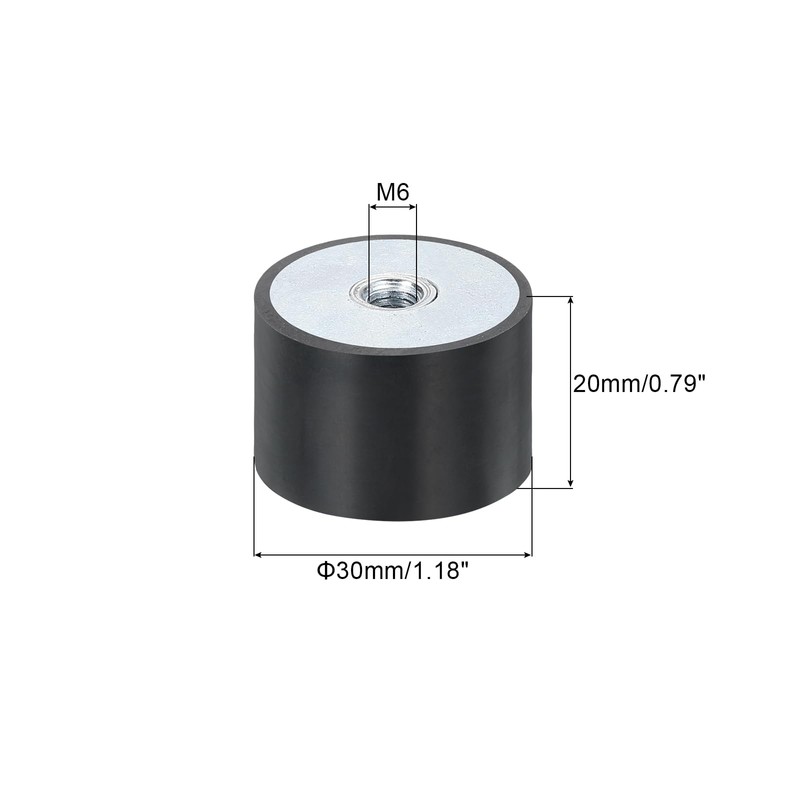 sourcing map 2Pcs 30 x 20mm M6 Thread Female Rubber