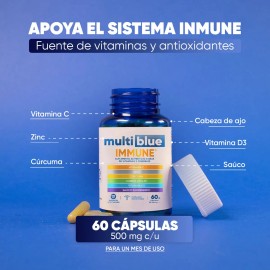Multiblue Multivitamínico Suplemento Alimenticio con 60 cápsulas Sin sabor