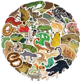50pcs Reptile Animal Sticker for Water Bottle, Cool Animal Frog Waterproof Vinyl Decal for Girl Teen Adult Kids Laptop Luggage Phone Guitar Notebook Helmet Computer (Reptile)