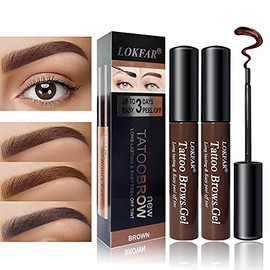 LSxia 2 Pcs Peel Off Tattoo Eyebrow Gel Set, Natural Color Eye-Brow Gel Long-Lasting Waterproof Eyebrow Tattoo, Easy Peel Off Eyebrow Brow Tattoo Makeup -Up To 3 Days (Brown)