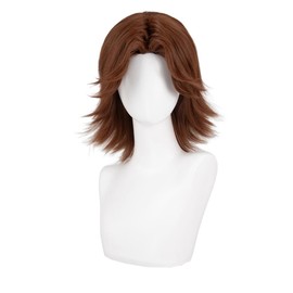 TEDPRBGE Game Cosplay Wigs Short Straight Wig Brown Hair Heat Resistant Wig Party Wigs