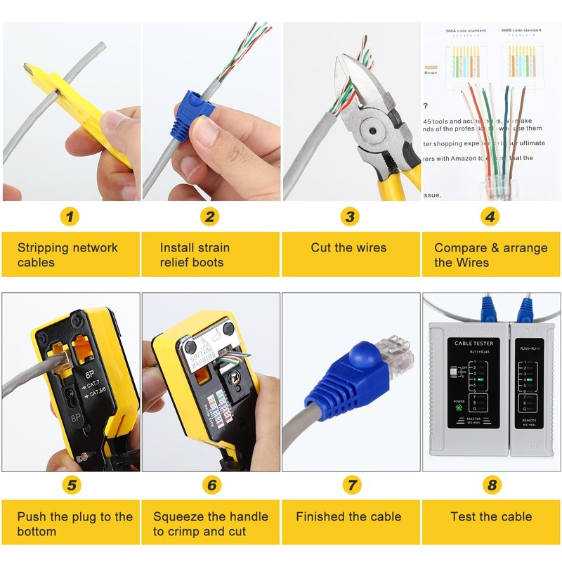 RJ45 Crimp Tool Kit Pass Through Ethernet Crimper Kit Cat5