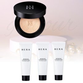 Hera Black Cushion Original 15g 21N1 Vanilla + Hera Refreshing Cleansing Foam 150g (3 pieces of 50g) Set / 헤라 블랙 쿠션 본품 15g 21N1 바닐라+헤라 리프레싱 클렌징 폼 150g (50g 3개) 구성 세트