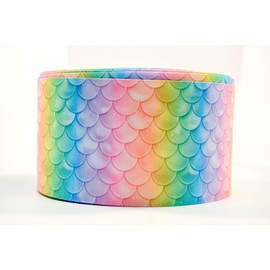 3" Wide Rainbow Mermaid Scales Printed Grosgrain Cheer Bow Ribbon