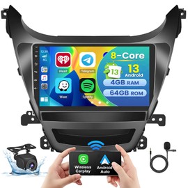 Fuluku for Hyundai Elantra 2014-2016【8 Core 4+64GB】 Android 13 Car Stereo with Wireless Carplay Android Auto, 9'' Touch Screen Radio Dash Kit GPS WiFi Bluetooth 32EQ DSP SWC Mic+AHD Backup Camera