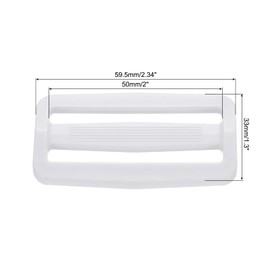 PATIKIL 2 Inch Tri-Glide Slide Buckles, 10 Pack Webbing Strap Fastener for Strap Keeper Leathercraft Bag Belt Bags Making, White