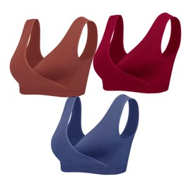 Lemef Nursing Sleep Bras Wirefree Maternity Breastfeeding Bras 3 Pack