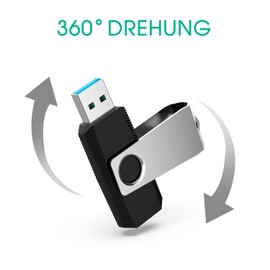USB Sticks 16GB 3.0, Pack of 10, Vansuny USB Stick 3.0 16GB, Memory Stick 16GB Drive with 360° Rotating Metal Lid for Laptop/PC (Black)