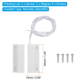 PATIKIL Magnetic Reed Switch, 2 Sets Normally Open NO Wired Surface-Mounted Door Window Contacts