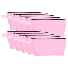 sourcing map Canvas Makeup Bags, 10 Pcs Travel Cosmetic Bags Bulk, Multipurpose Plain Toiletry Zipper Pouches Blank DIY Craft Bags Pencil Bag for Women Teens, Pink