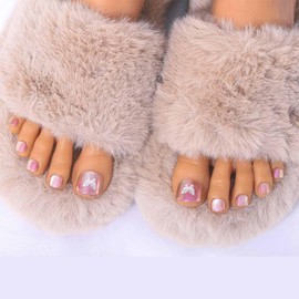 Sethaxy 10 Pieces Handmade Nail Tips for Feet, Hardening Type, Short Foot Nail Seal, Butterfly, Aurora, Toe Nails, Stylish, Popular, Square, Cute, Household Nails, Brides, Foot Design, Self Nails,