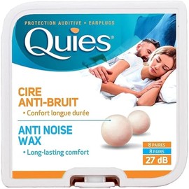 Caswell-Massey Boules Quies - Tapones de cera de abeja natural y algodón para nadar, dormir, desechables, reutilizables, 8 pares