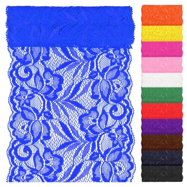 Swpeet 5 Yard by 6" Wide Royal Blue Lace Fabric