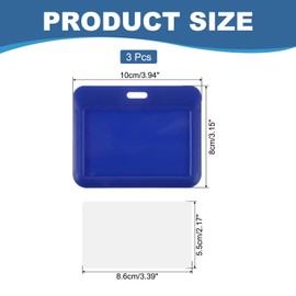 PATIKIL 3 Pack Clear Badge Holder, Plastic ID Badge Holder Clear Window Horizontal ID Protector Clips for Credit Cards Proximity Key Cards Licenses, Blue